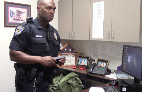 Officer Jones with his go bag. 
