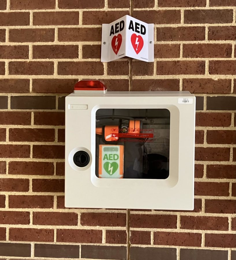 One of the multiple AEDs on the Centennial HS campus.
