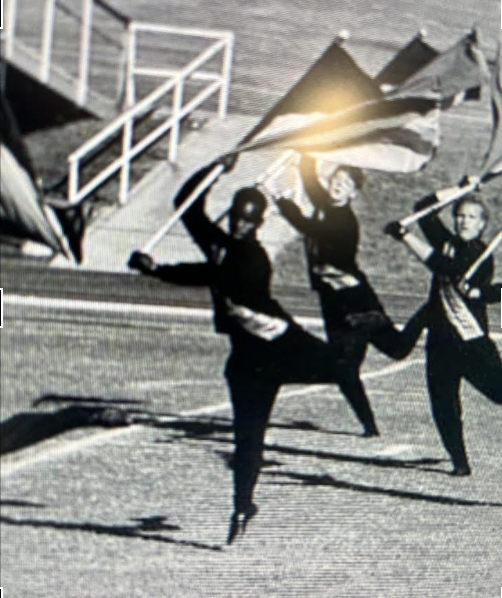 Brain Greenleaf performing with his 
six-foot flag at a Colorguard competition in 1991

