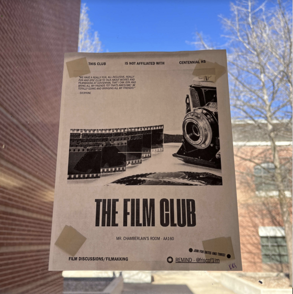 Poster in B hall with information about how Film Club meeting locations and Remind code.