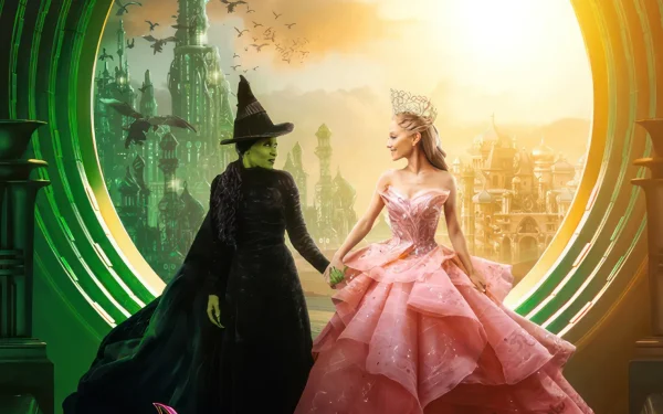 Stars Cynthia Erivo and Ariana Grande in Wicked promotional photo.