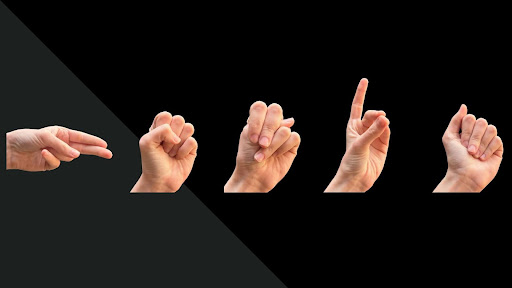 ASL fingerspelling “hands.”